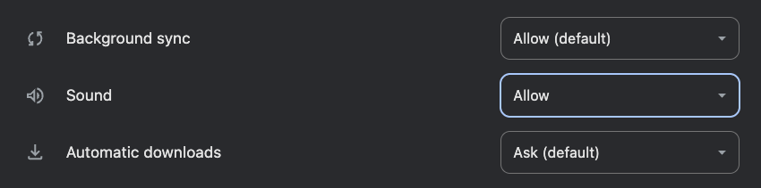 Website permission in Chrome
